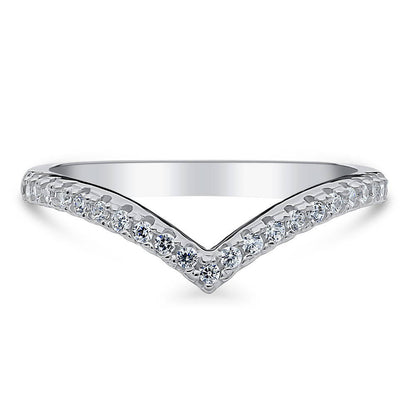 Wishbone CZ Eternity Ring in Sterling Silver