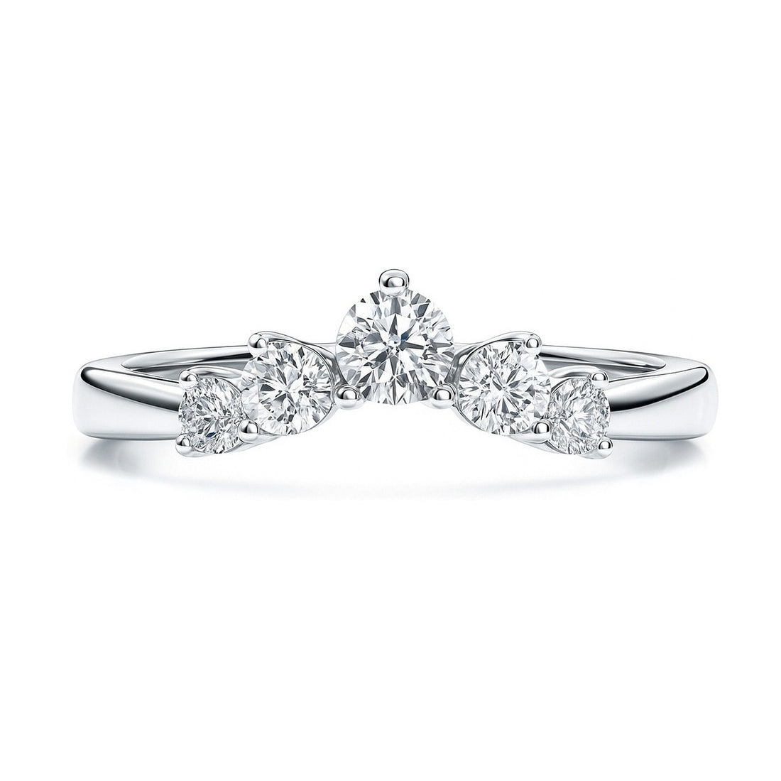 5-Stone Wishbone CZ Band in Sterling Silver
