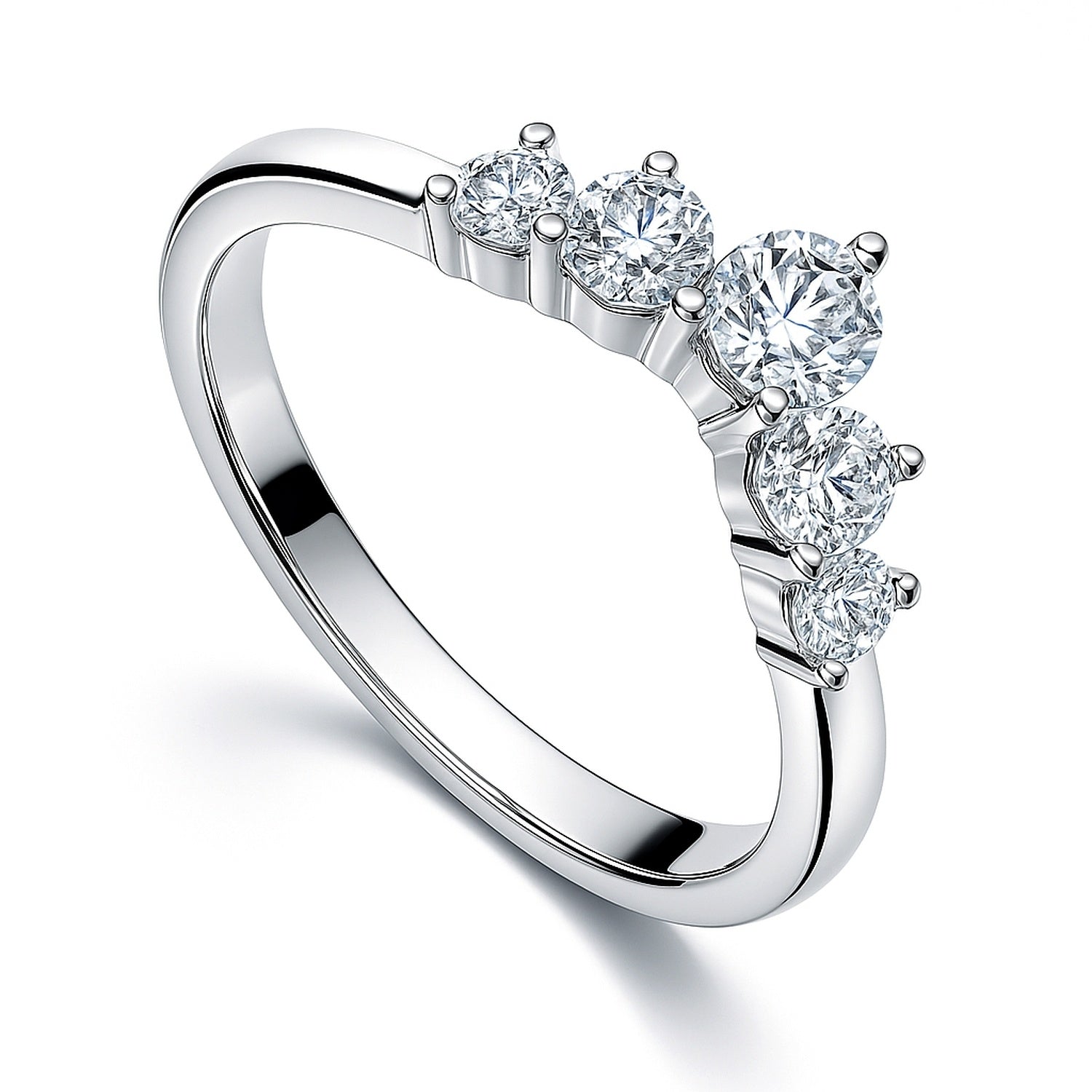 Sterling Silver 5-Stone Wishbone Cubic Zirconia Curved Band – BERRICLE