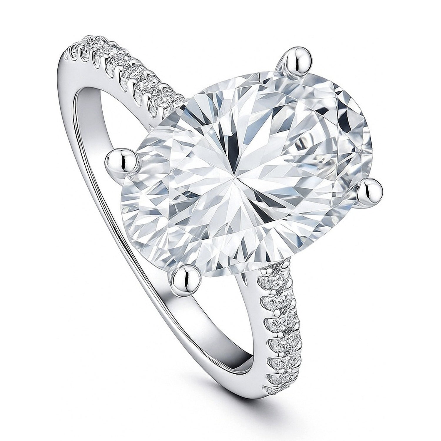 Solitaire 5.5ct Oval CZ Ring in Sterling Silver, 4 of 11