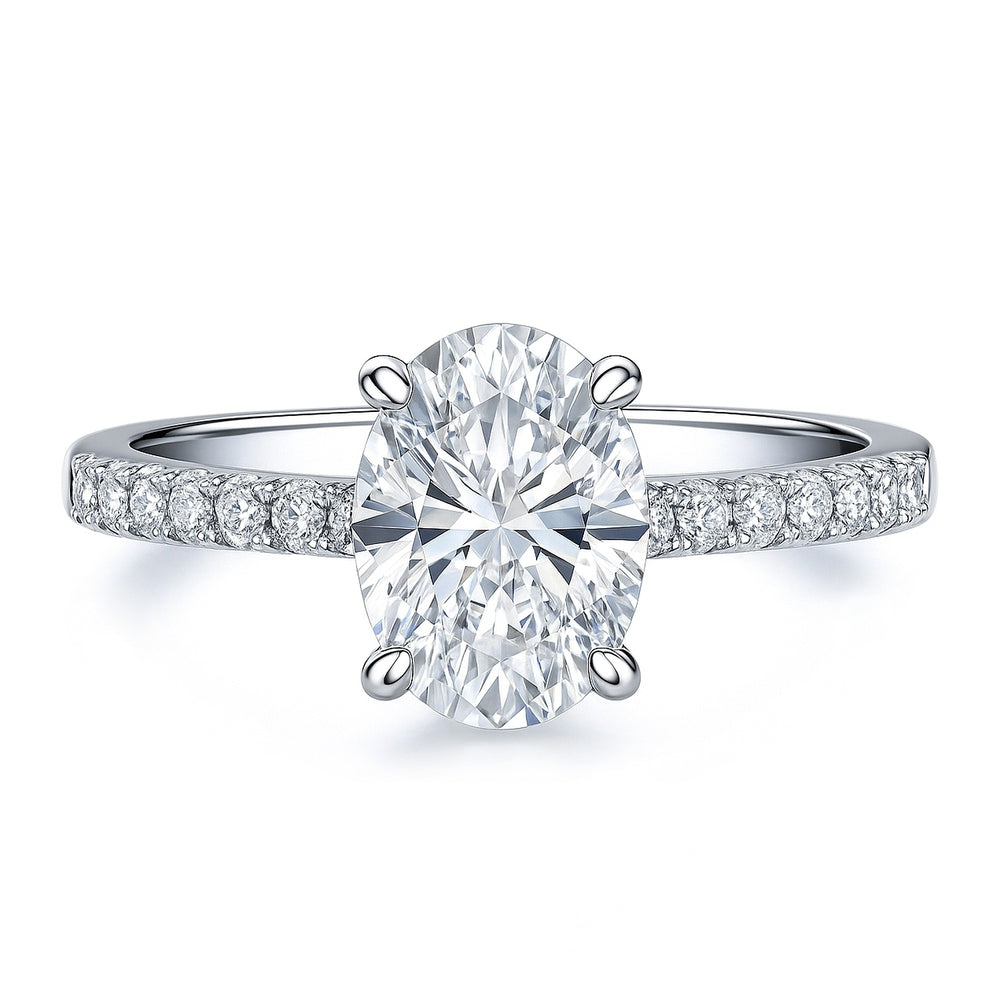 Sterling Silver Solitaire Oval CZ Wedding Engagement Ring – BERRICLE