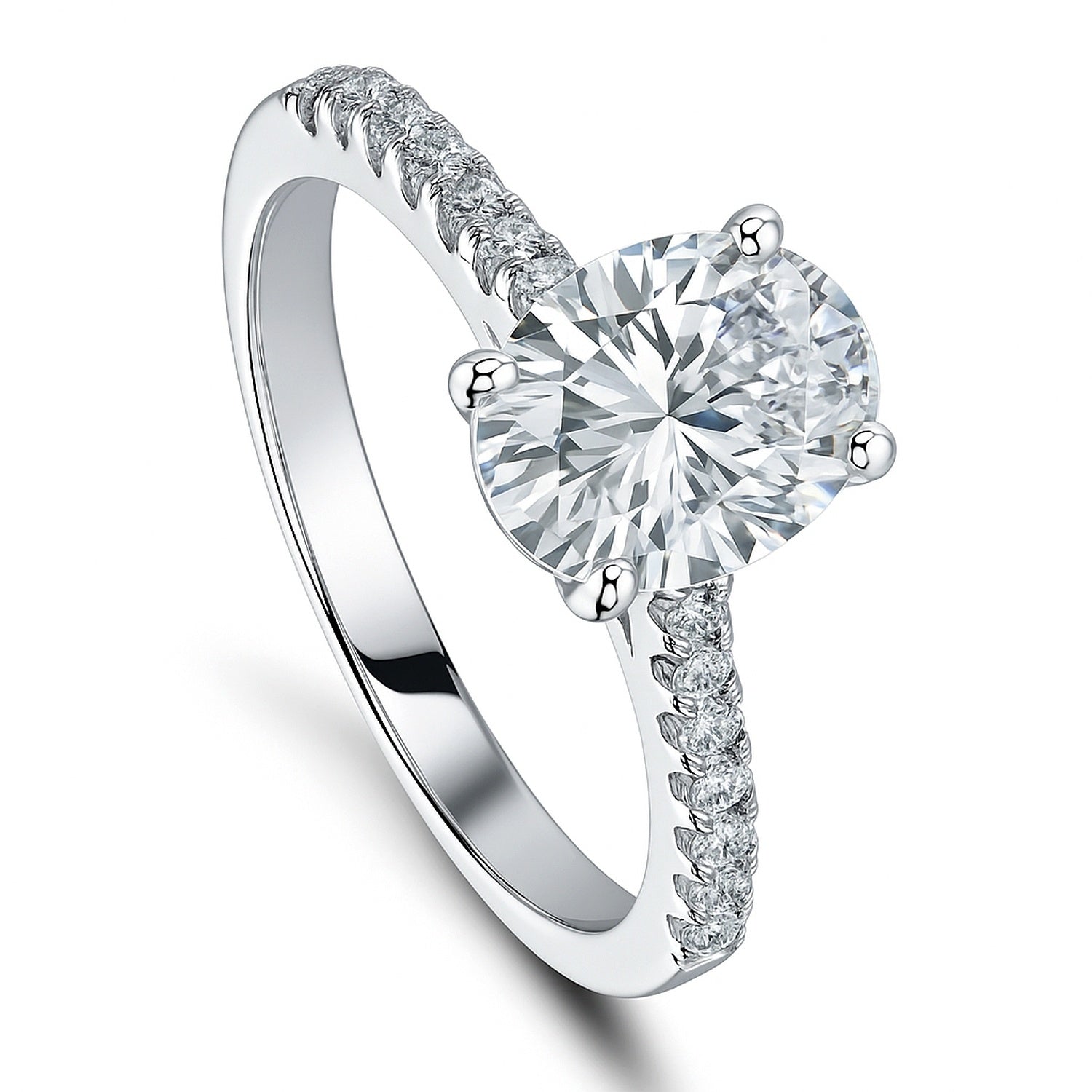 Solitaire 1.8ct Oval CZ Ring in Sterling Silver