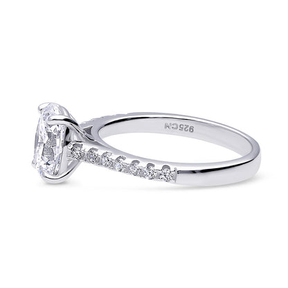 Solitaire 1.8ct Oval CZ Ring in Sterling Silver