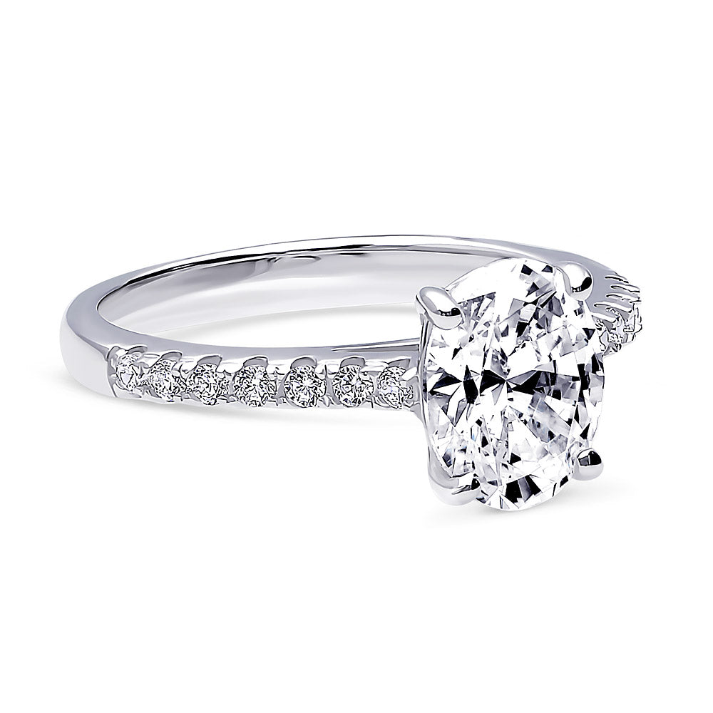 Silver Solitaire 1.8ct Oval Cut CZ Wedding Engagement Ring