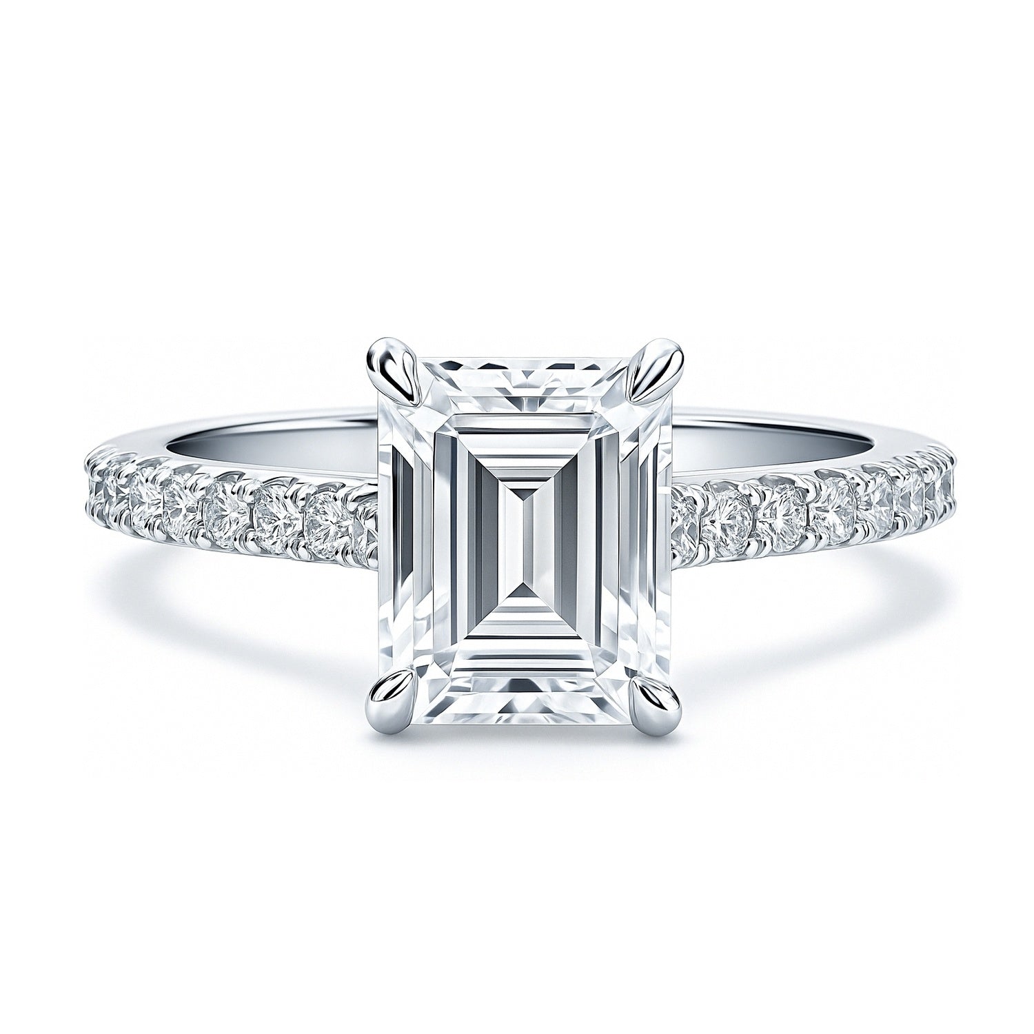 Solitaire 2.6ct Emerald Cut CZ Ring in Sterling Silver, 1 of 9