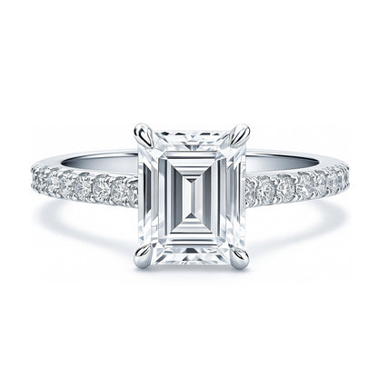 Solitaire 2.6ct Emerald Cut CZ Ring in Sterling Silver
