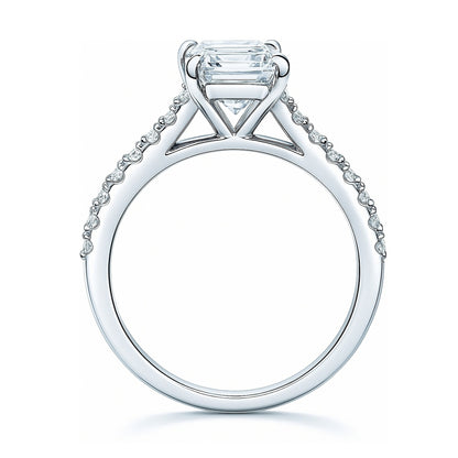 Solitaire 2.6ct Emerald Cut CZ Ring in Sterling Silver