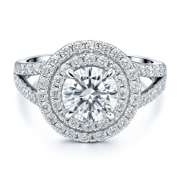 Sterling Silver Halo CZ Engagement Split Shank Ring – BERRICLE