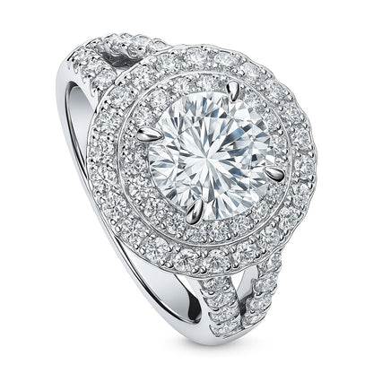 Halo CZ Split Shank Ring in Sterling Silver