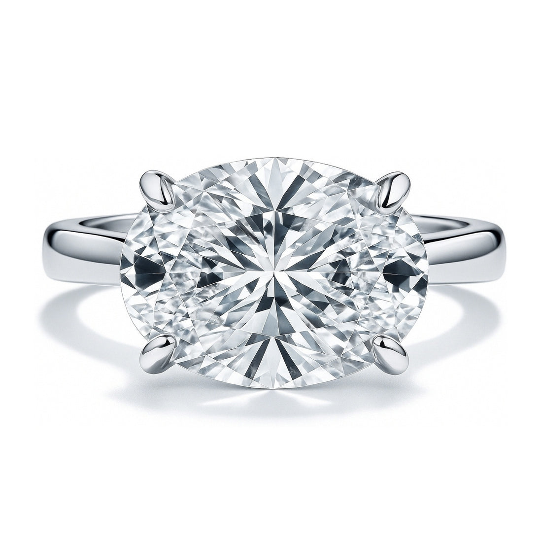 Solitaire East-West 5.5ct Oval CZ Ring in Sterling Silver