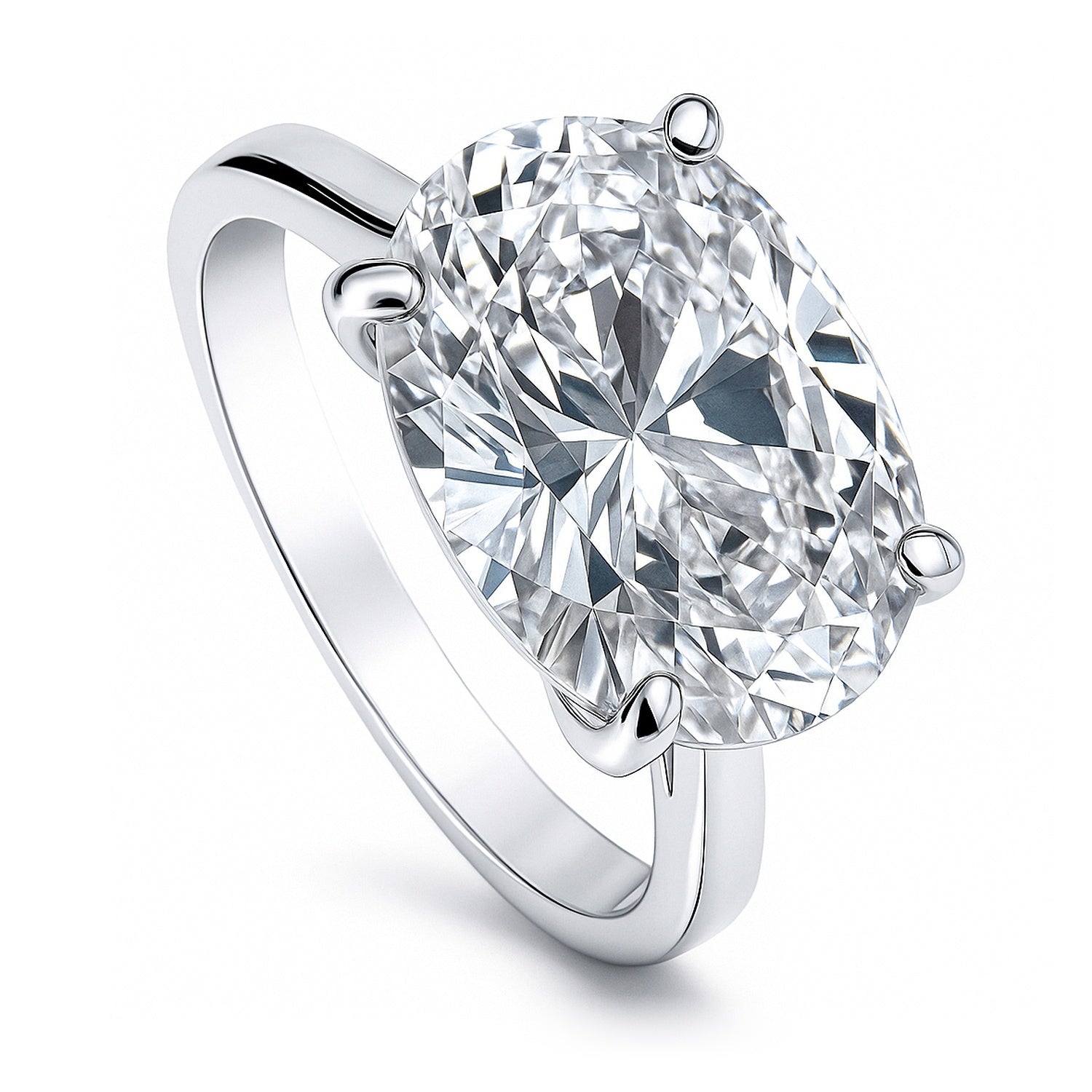 Solitaire East-West 5.5ct Oval CZ Ring in Sterling Silver, 3 of 20