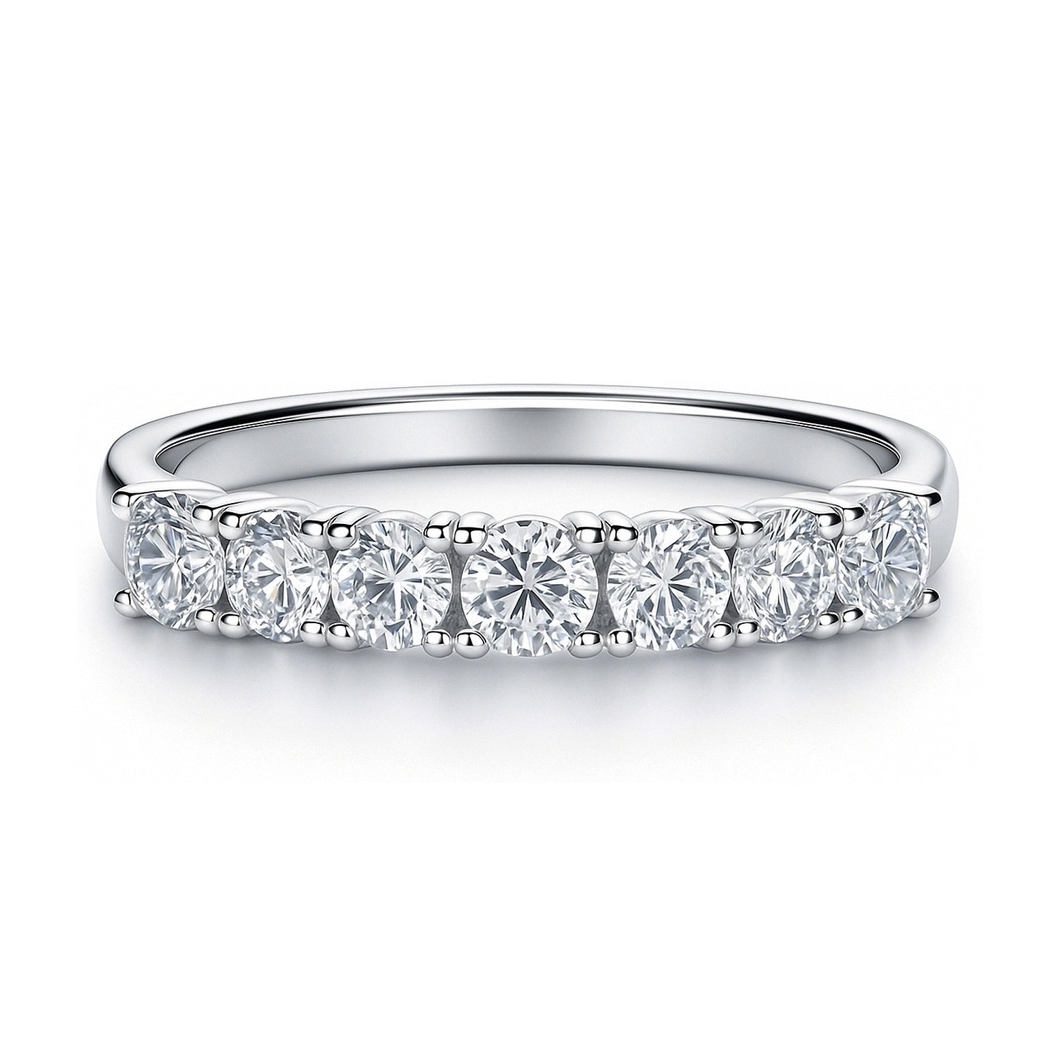 7-Stone CZ Eternity Ring in Sterling Silver, 1 of 9
