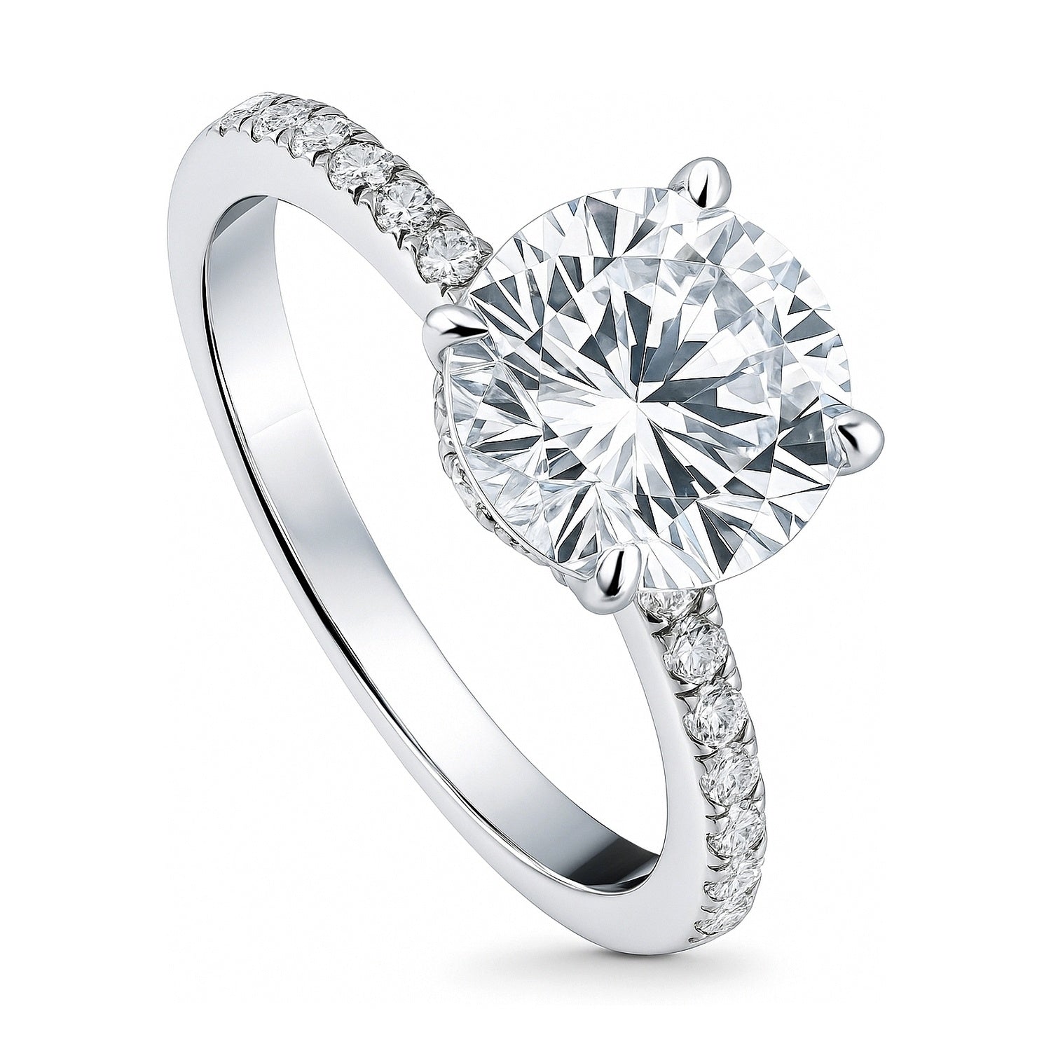 Solitaire Hidden Halo 2.7ct CZ Ring in Sterling Silver