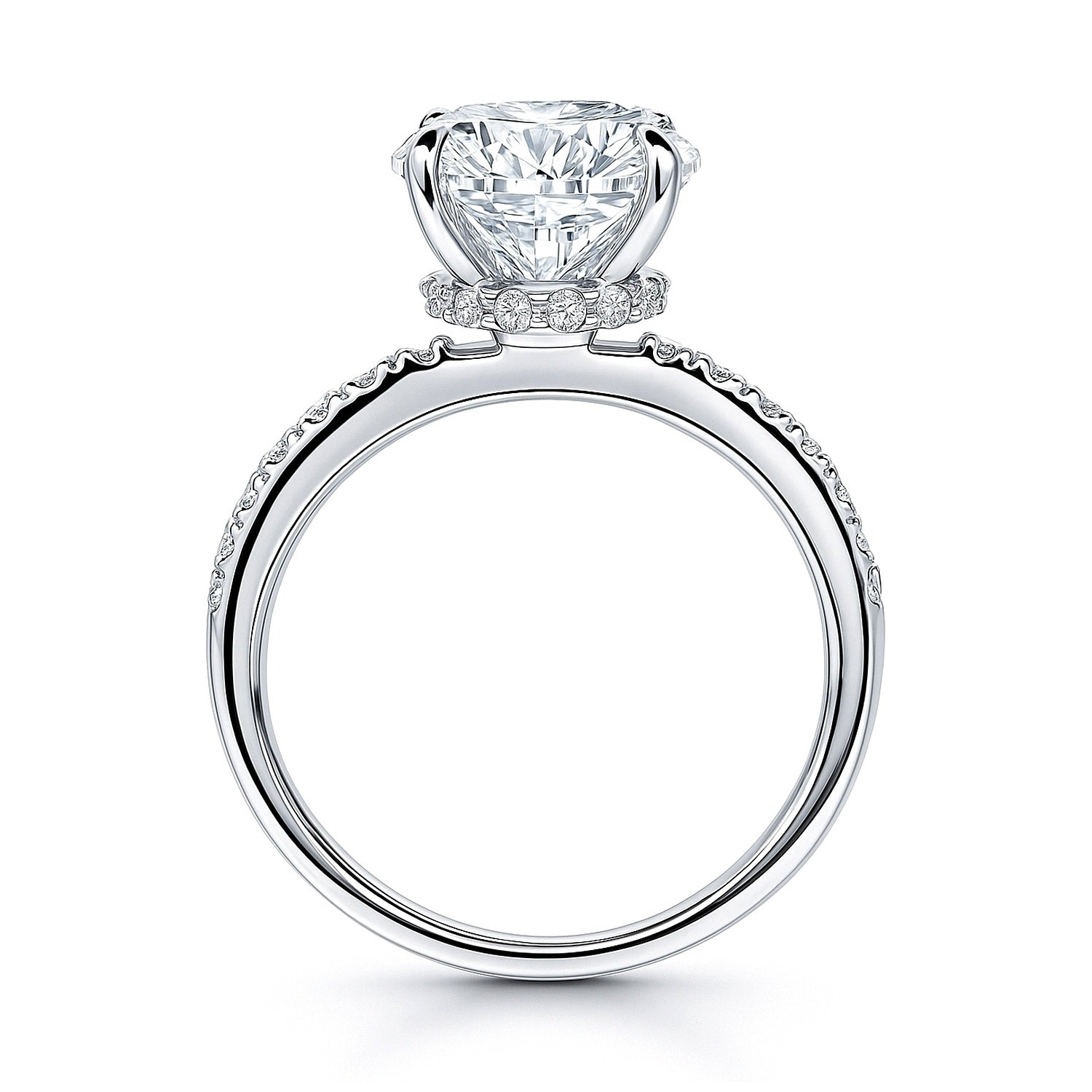 Solitaire Hidden Halo 2.7ct CZ Ring in Sterling Silver