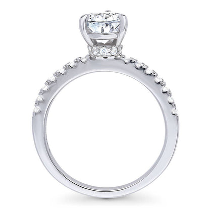 Solitaire Hidden Halo 1.8ct Pear CZ Ring in Sterling Silver