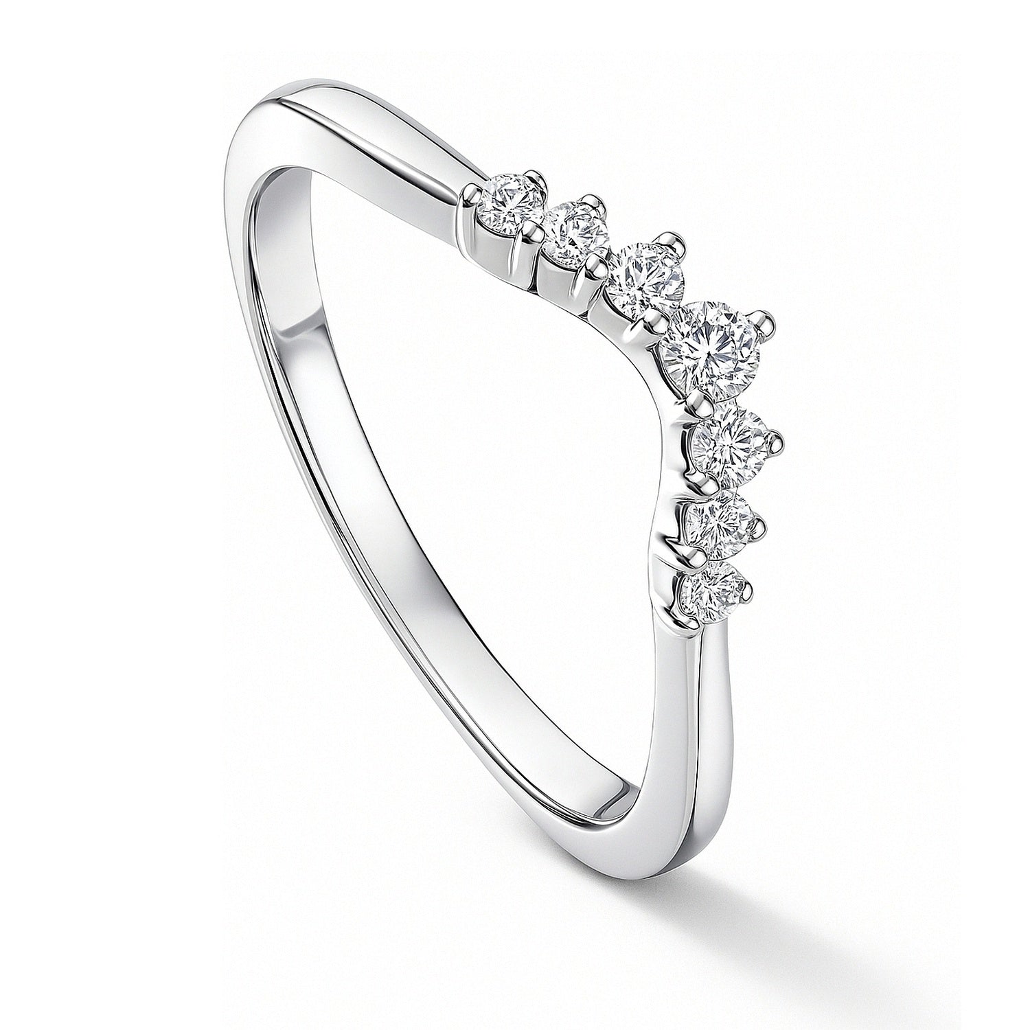 Wishbone 7-Stone CZ Band in Sterling Silver, 4 of 9