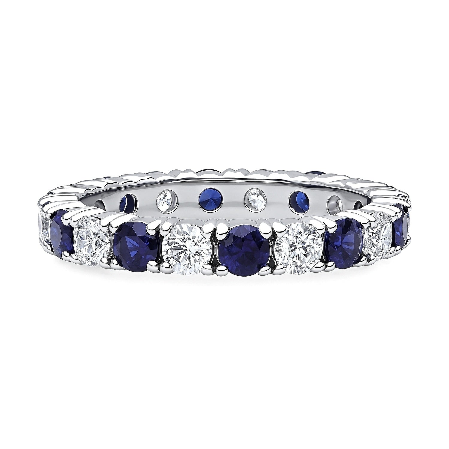 Sapphire-Blue CZ Eternity Ring in Sterling Silver, 1 of 13