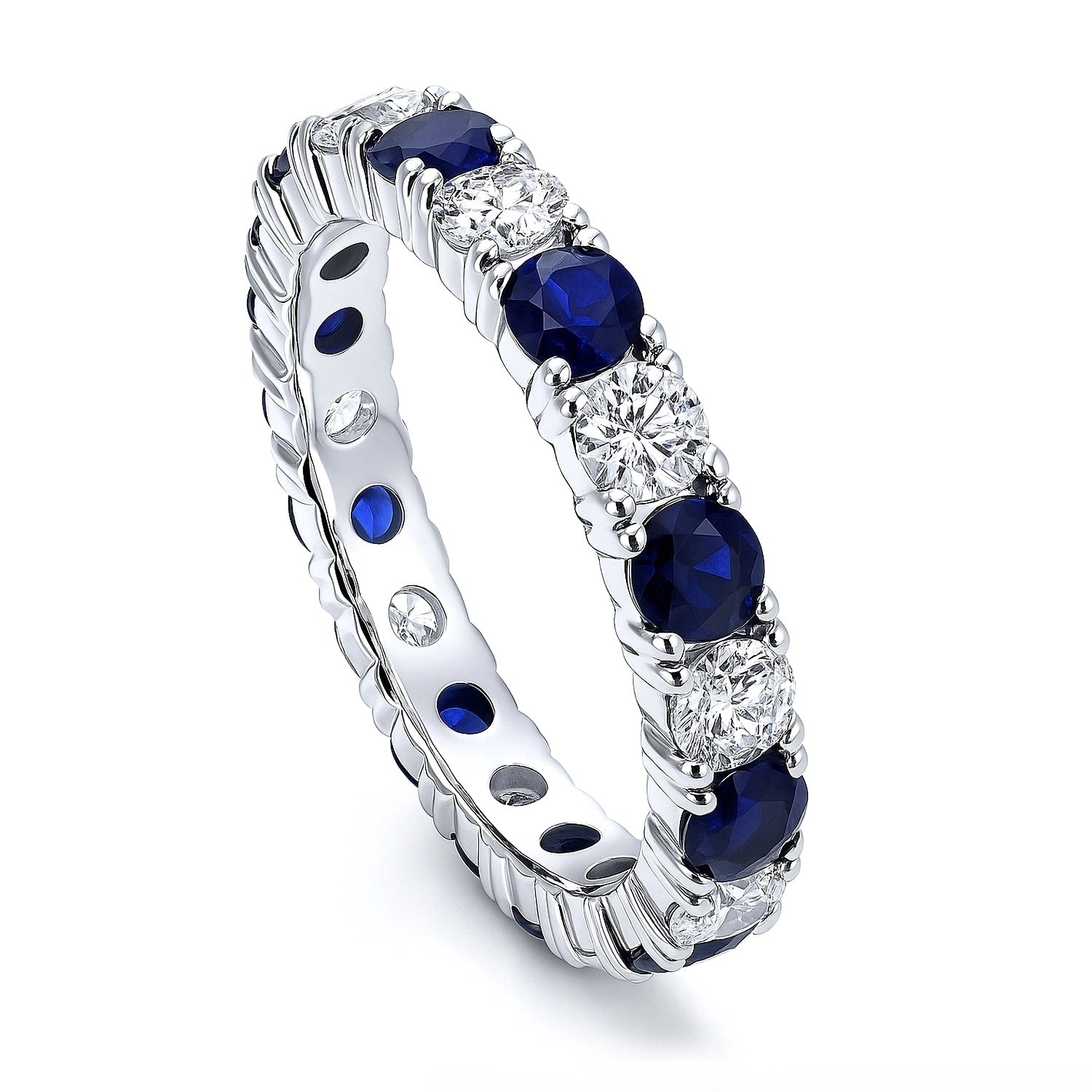 Sapphire-Blue CZ Eternity Ring in Sterling Silver, 3 of 13