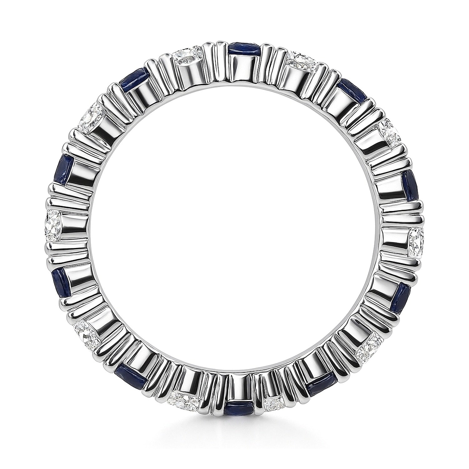 Sapphire-Blue CZ Eternity Ring in Sterling Silver, 5 of 13