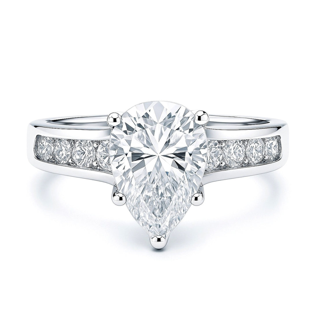 Solitaire 3ct Pear CZ Ring in Sterling Silver