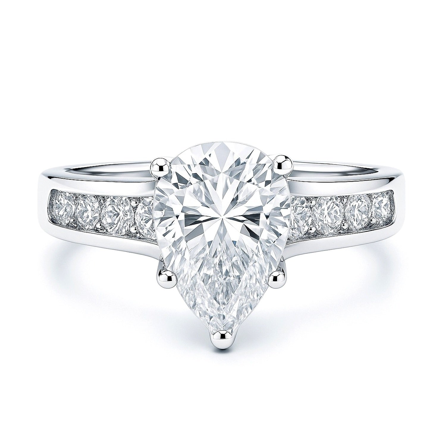 Solitaire 3ct Pear CZ Ring in Sterling Silver, 1 of 10