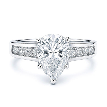 Solitaire 3ct Pear CZ Ring in Sterling Silver