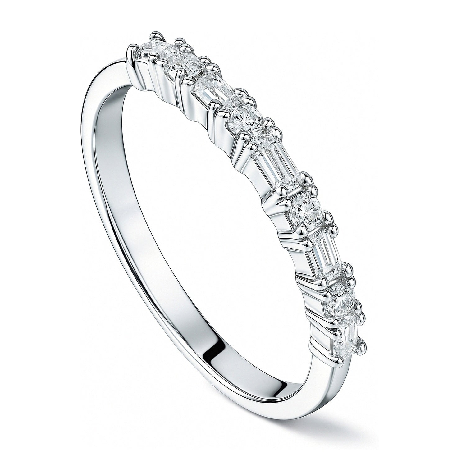 Half Eternity Ring 02 9号 Sterling Silver Art Deco Cubic Zirconia Half Eternity Ring – BERRICLE