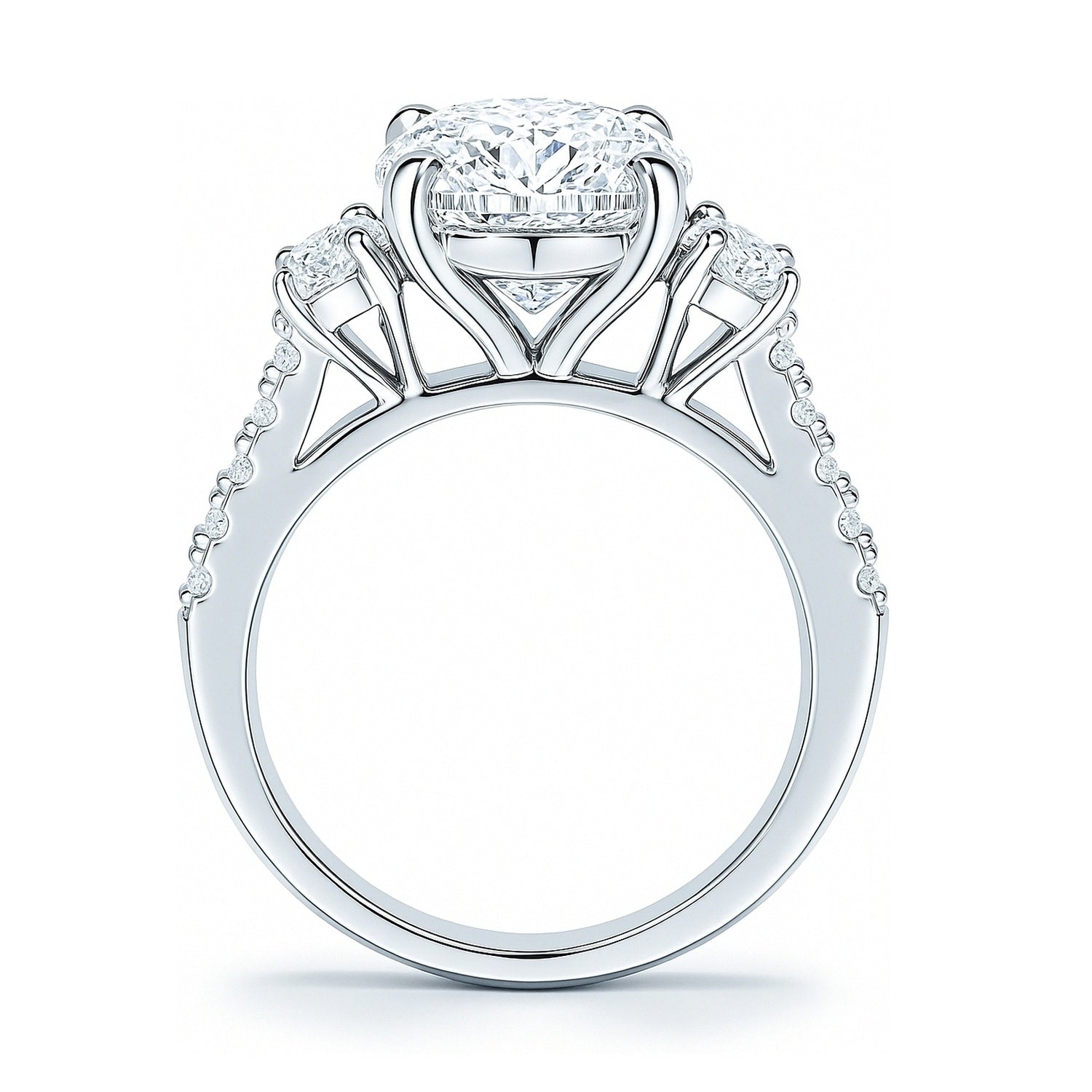 3-Stone 5.5ct Oval CZ Ring in Sterling Silver, 8 of 12