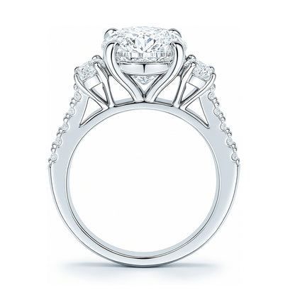 3-Stone 5.5ct Oval CZ Ring in Sterling Silver