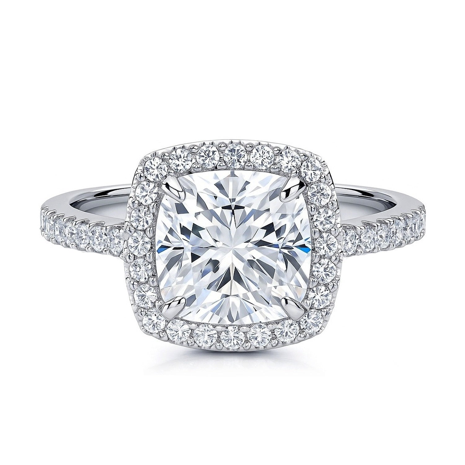 Halo Cushion Cut CZ Ring in Sterling Silver, 1 of 10