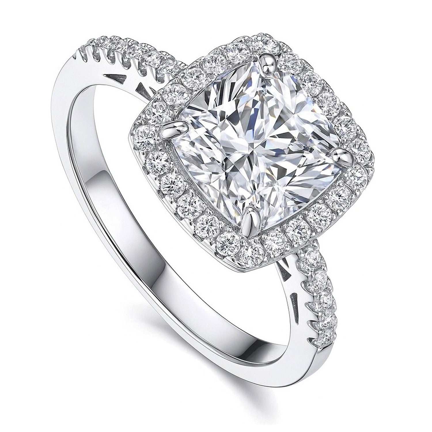 Halo Cushion Cut CZ Ring in Sterling Silver, 4 of 10
