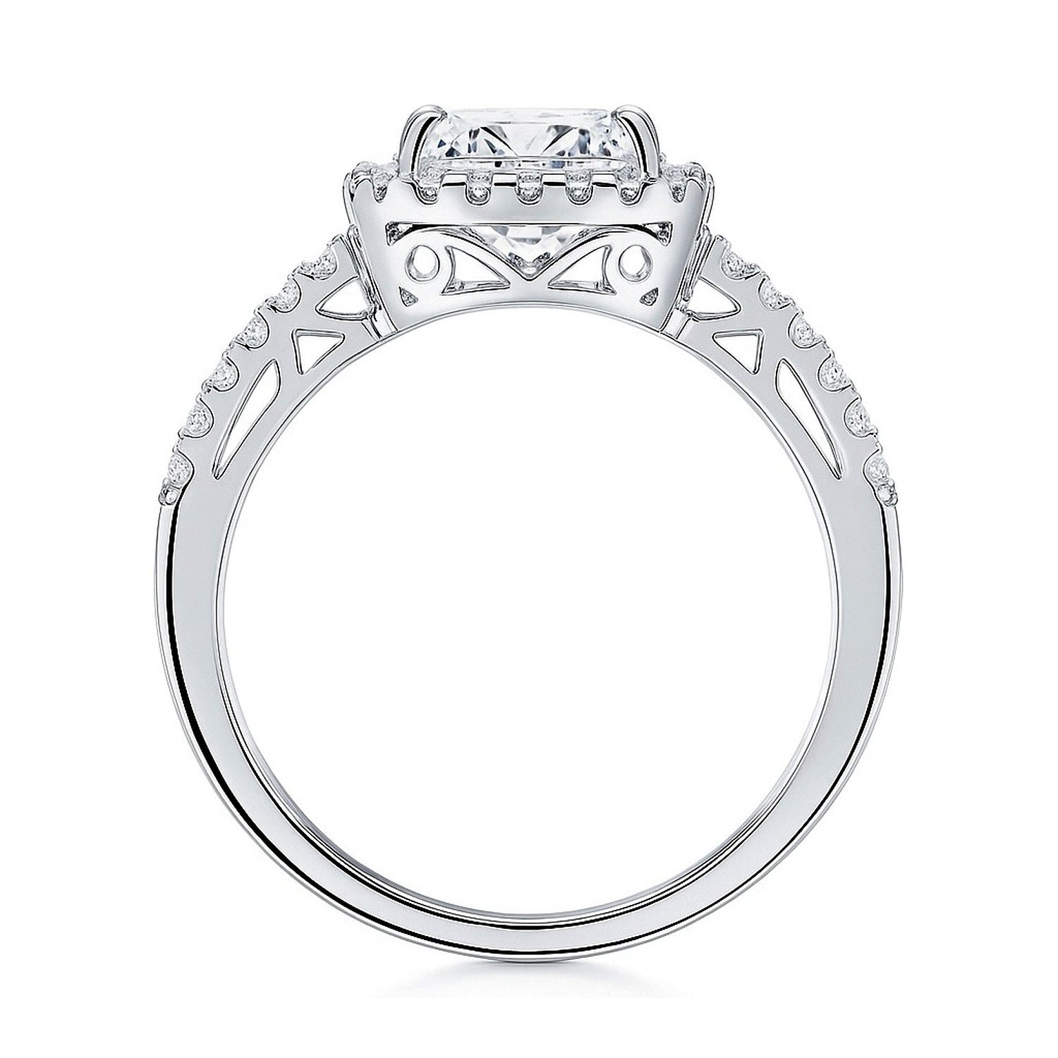 Halo Cushion Cut CZ Ring in Sterling Silver, 8 of 10