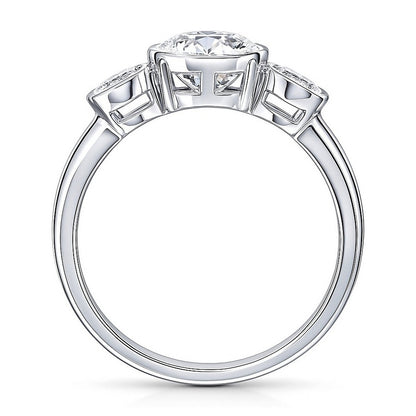 3-Stone 1.25ct Cushion CZ Ring in Sterling Silver