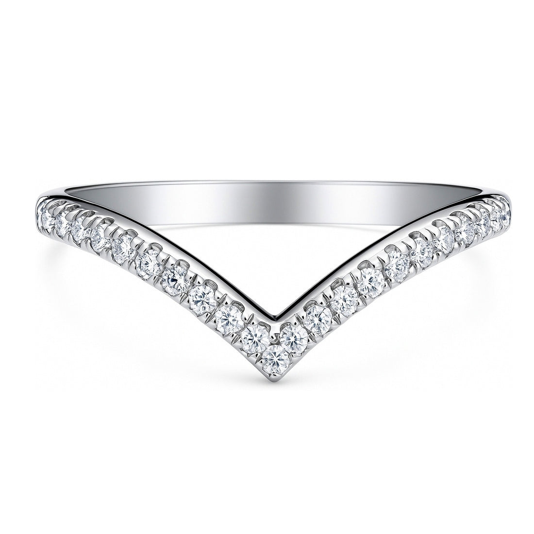 Wishbone CZ Eternity Ring in Sterling Silver