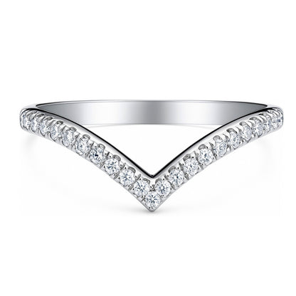 Wishbone CZ Eternity Ring in Sterling Silver