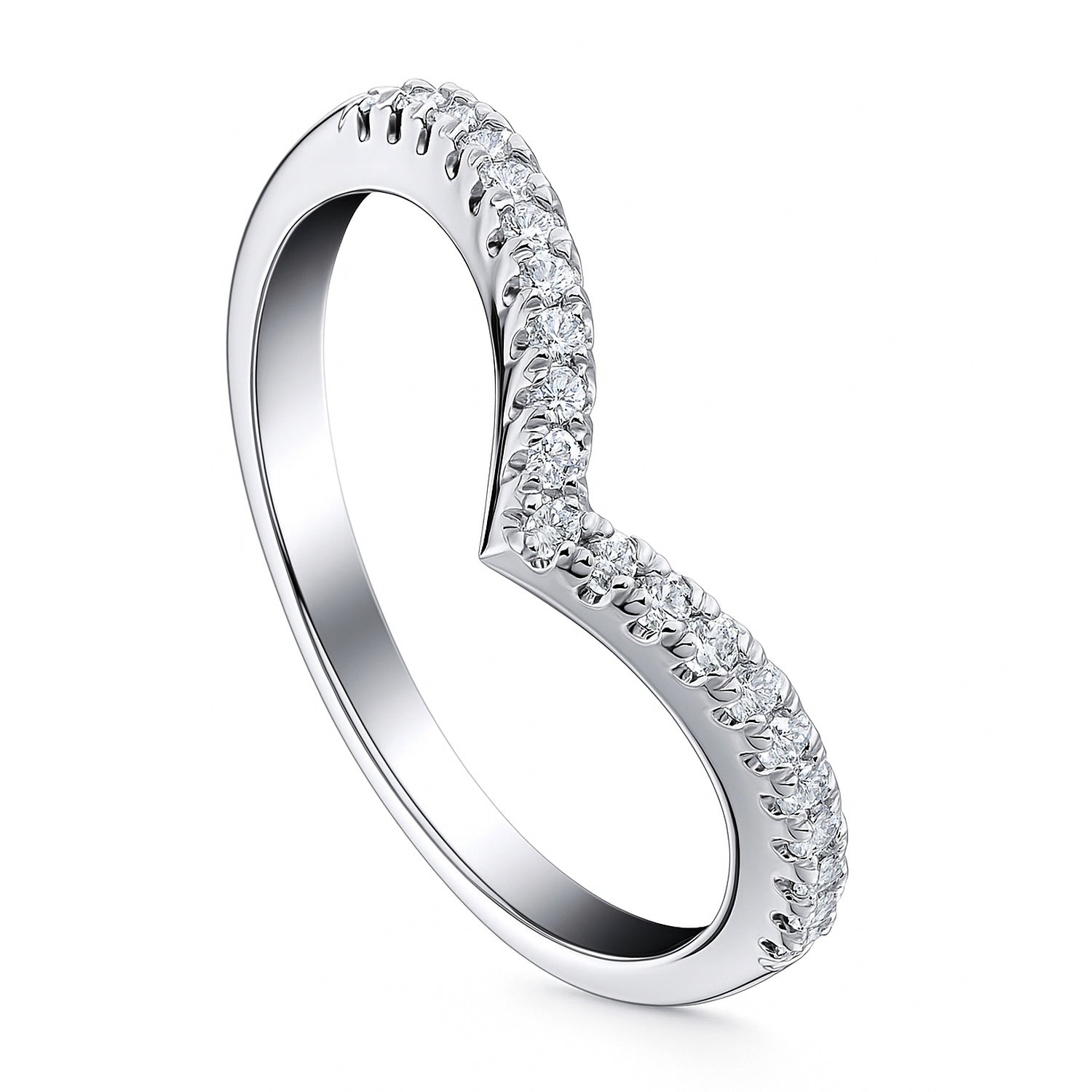 Wishbone CZ Eternity Ring in Sterling Silver