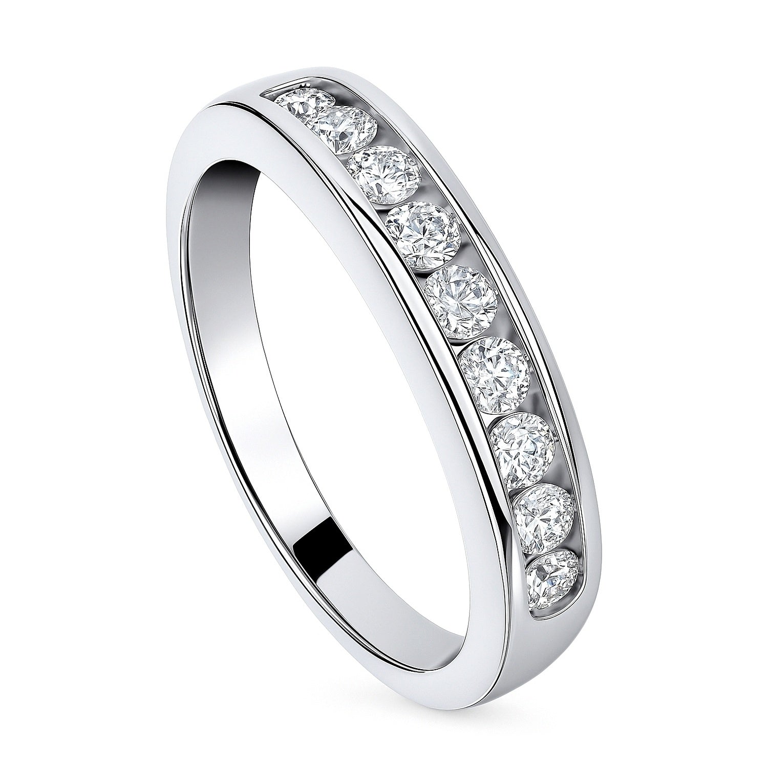 Channel CZ Eternity Ring in Sterling Silver, 4 of 9