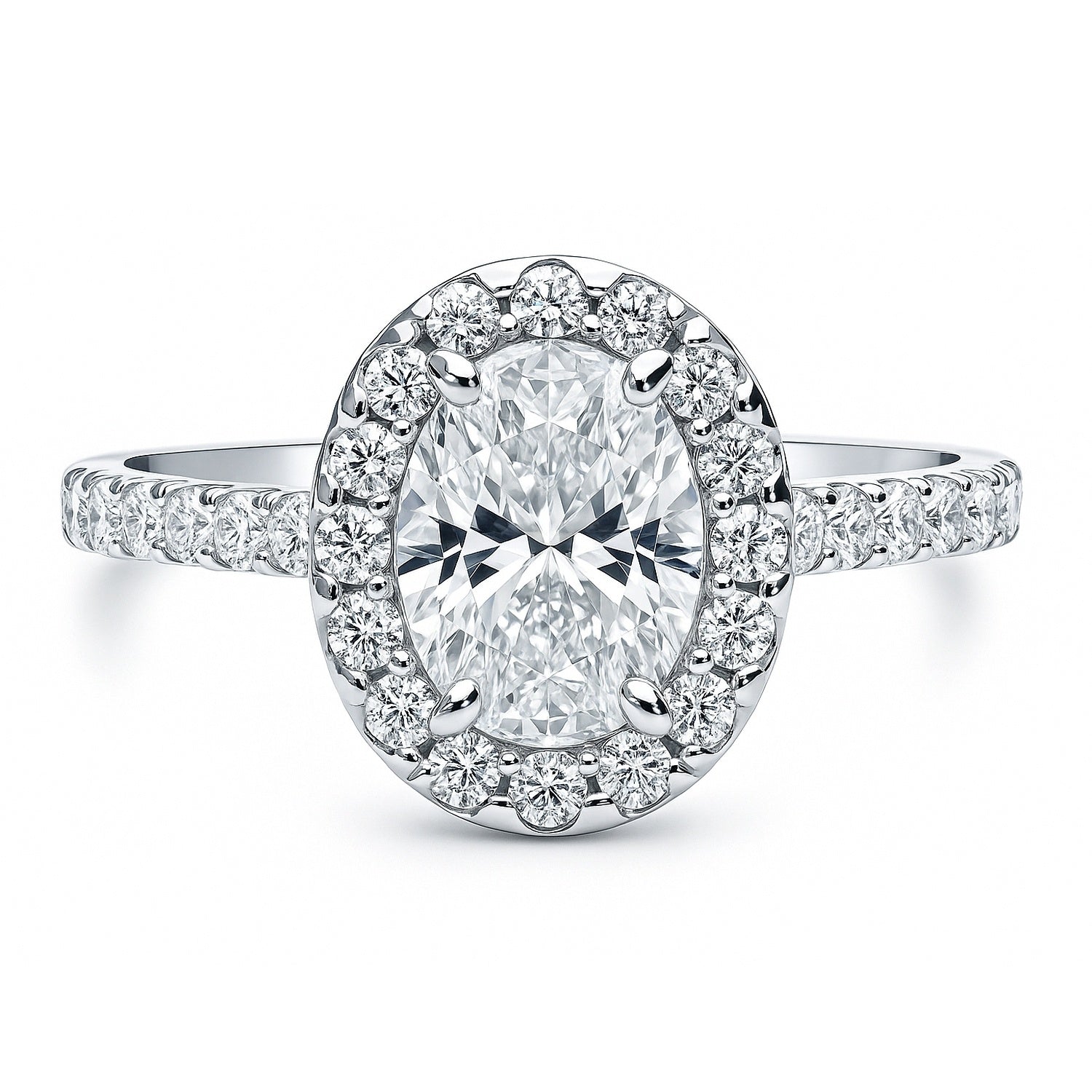 Halo Oval Cut CZ Ring in Sterling Silver