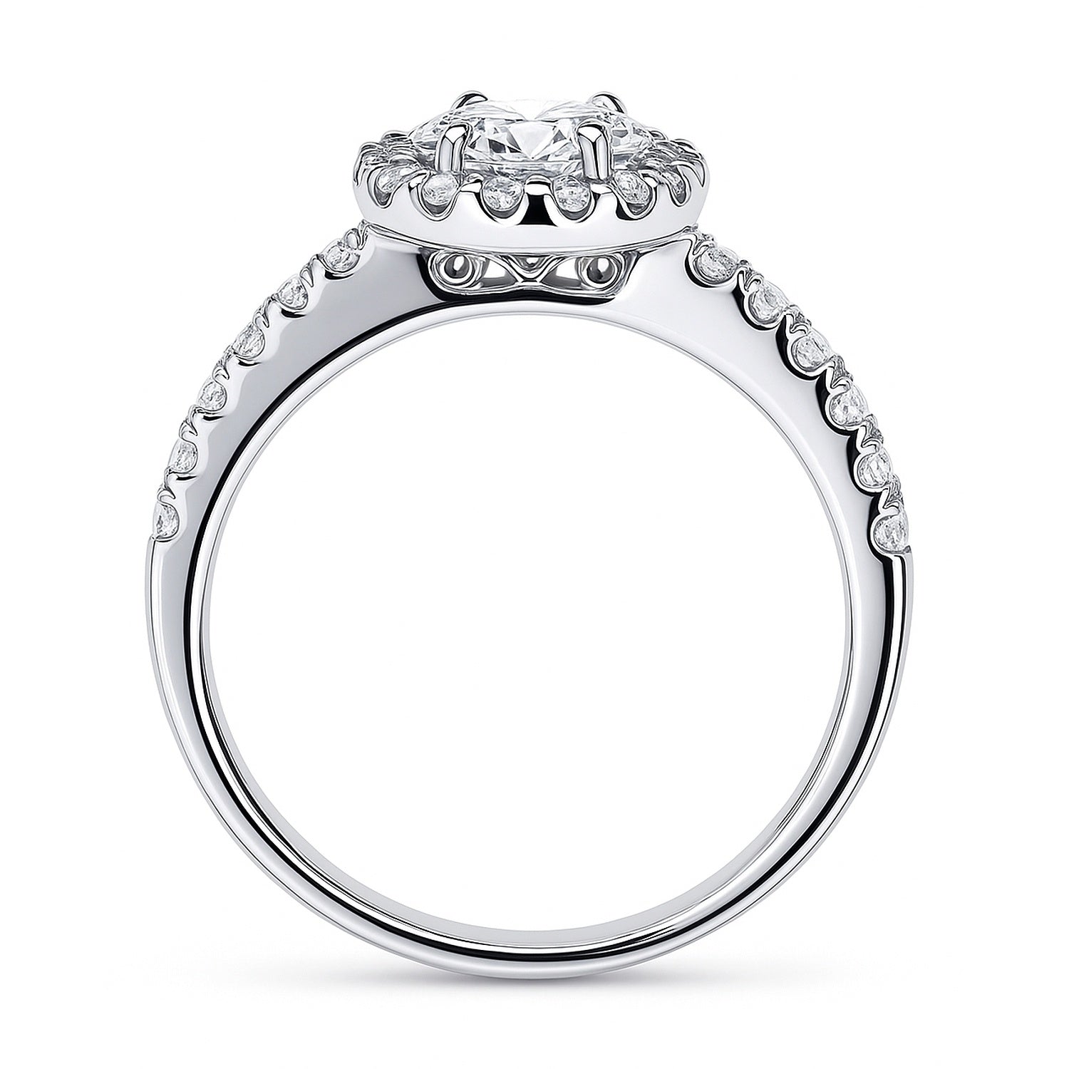 Halo Oval Cut CZ Ring in Sterling Silver, 7 of 8
