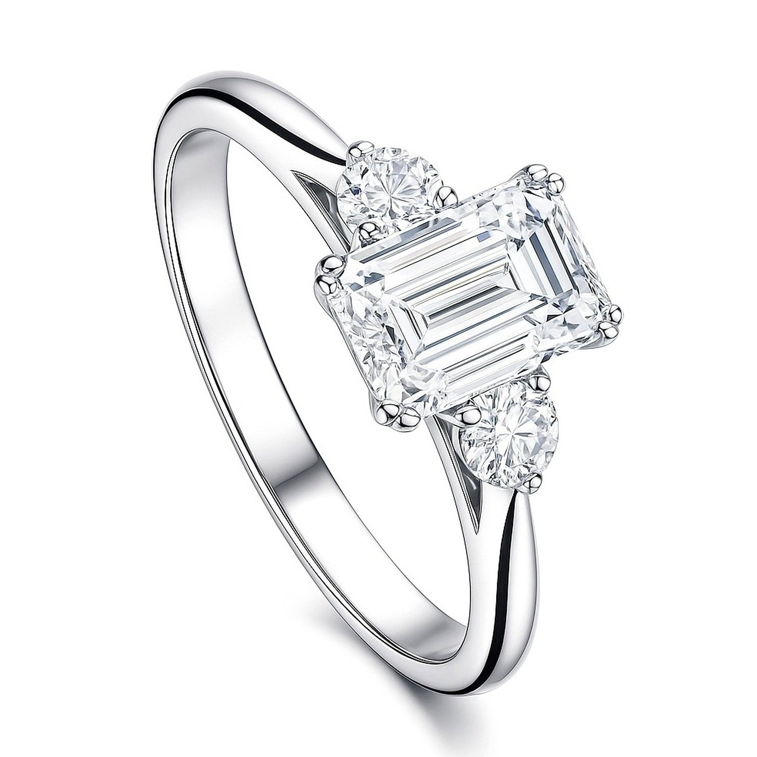 3-Stone 1ct Emerald Cut CZ Ring in Sterling Silver, 4 of 9