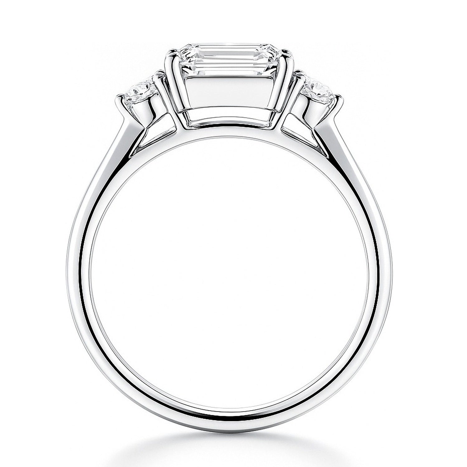 3-Stone East-West 1ct Emerald Cut CZ Ring in Sterling Silver, 7 of 8