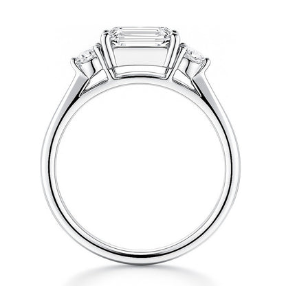 3-Stone East-West 1ct Emerald Cut CZ Ring in Sterling Silver