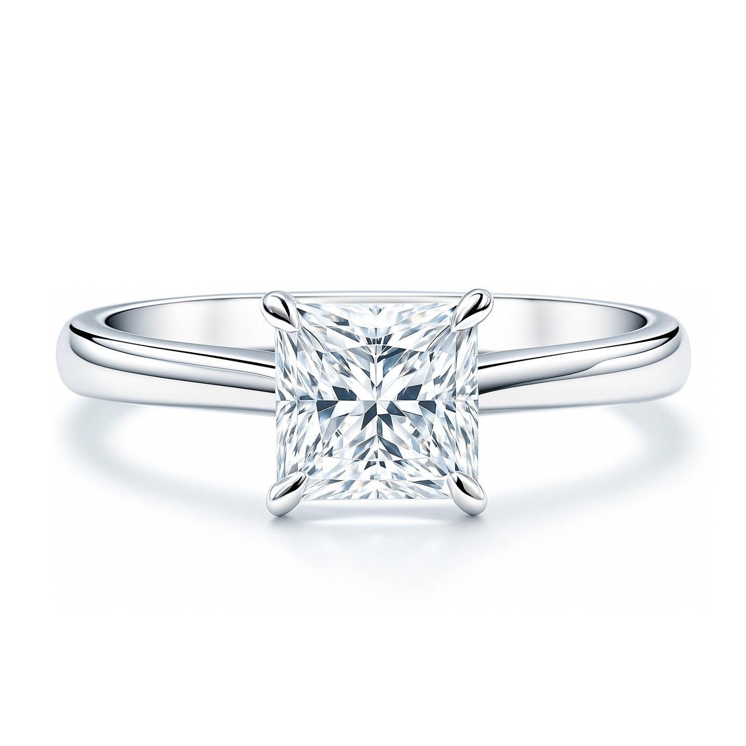 Solitaire 1.2ct Princess CZ Ring in Sterling Silver, 1 of 9