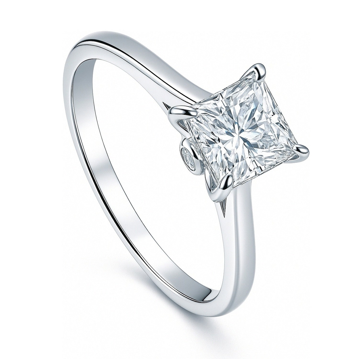 Solitaire 1.2ct Princess CZ Ring in Sterling Silver, 4 of 9