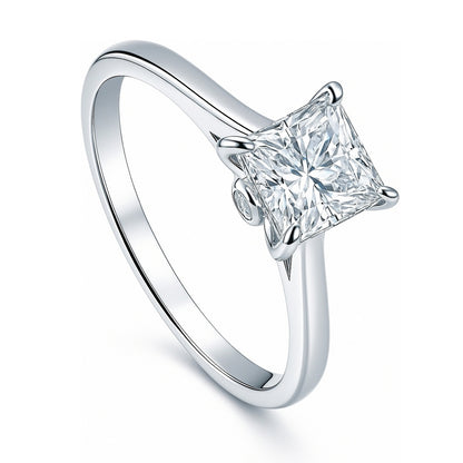 Solitaire 1.2ct Princess CZ Ring in Sterling Silver