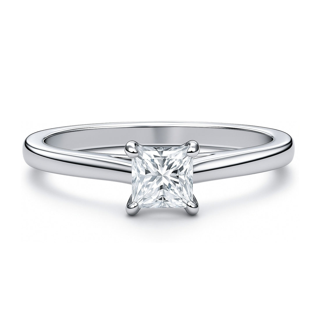 Solitaire 0.4ct Princess CZ Ring in Sterling Silver