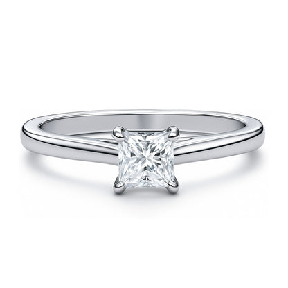 Solitaire 0.4ct Princess CZ Ring in Sterling Silver