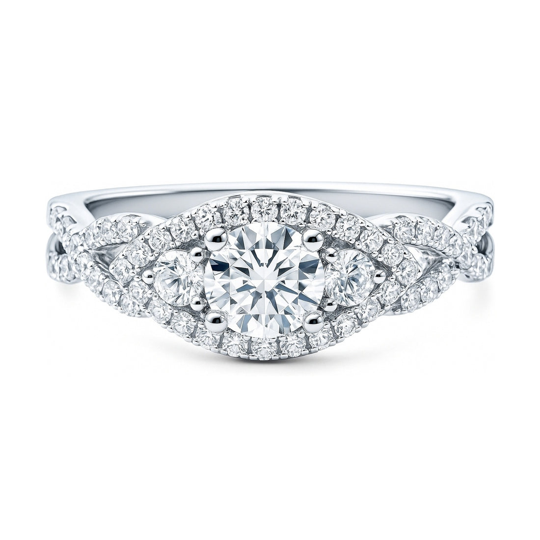 3-Stone Woven 0.45ct CZ Ring in Sterling Silver