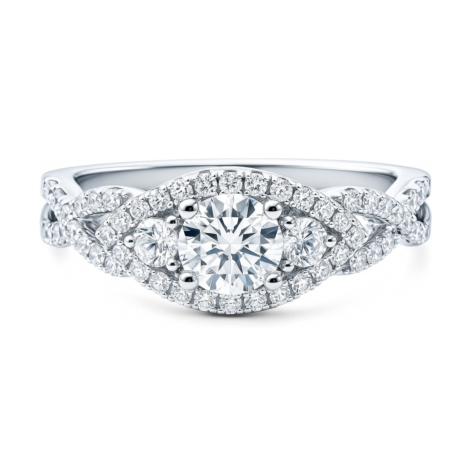 3-Stone Woven 0.45ct CZ Ring in Sterling Silver, 1 of 8