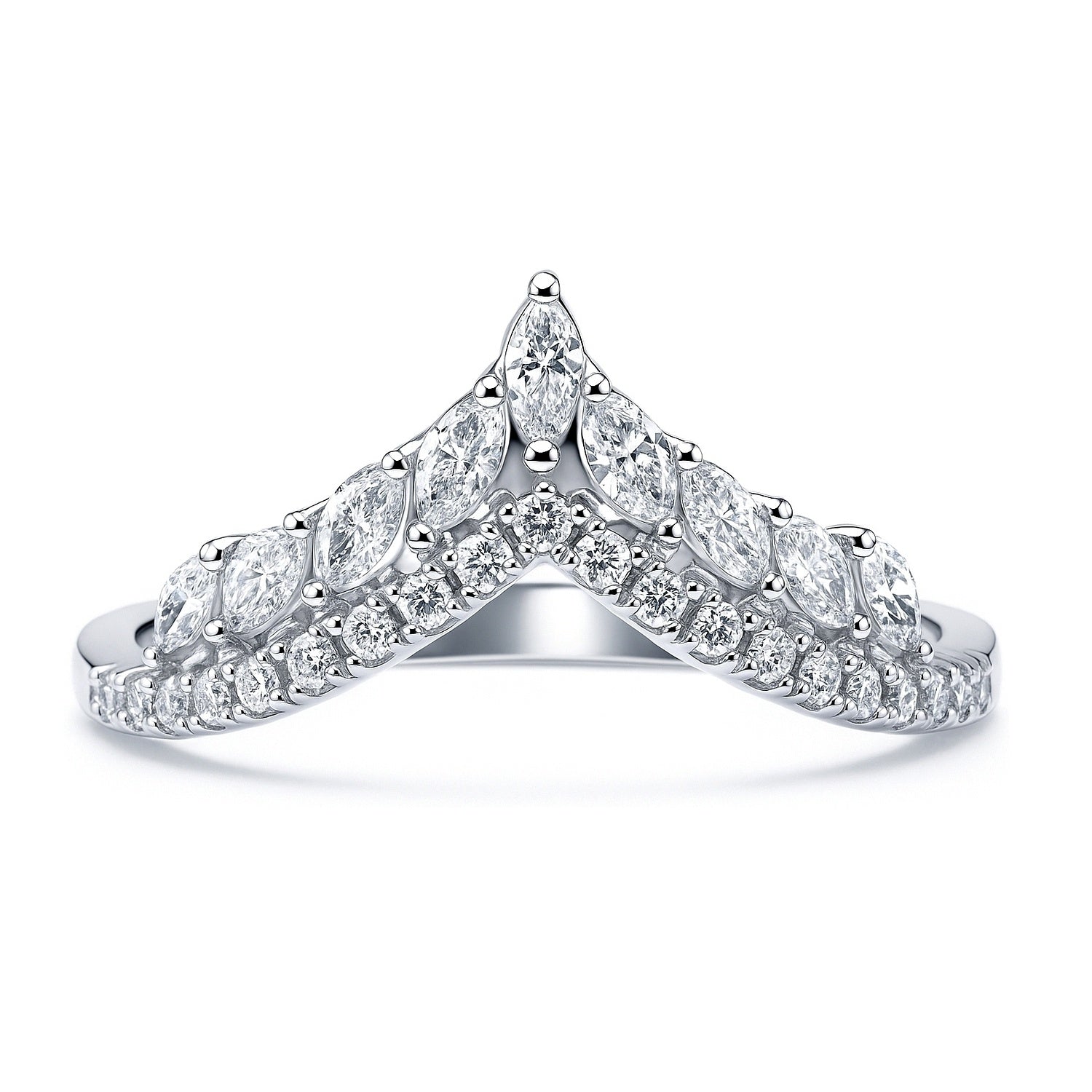 Wishbone Crown V Shaped CZ Eternity Ring in Sterling Silver, 1 of 10